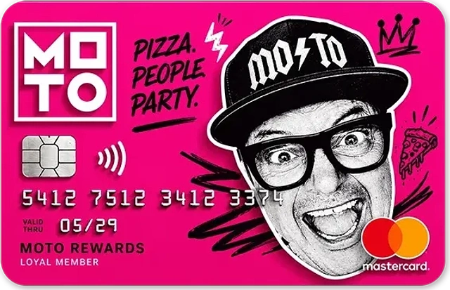 MOTO gift deposit card — Pizza. People. Party.